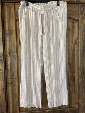 Jolt Cream Striped Drawstring Waist Pants